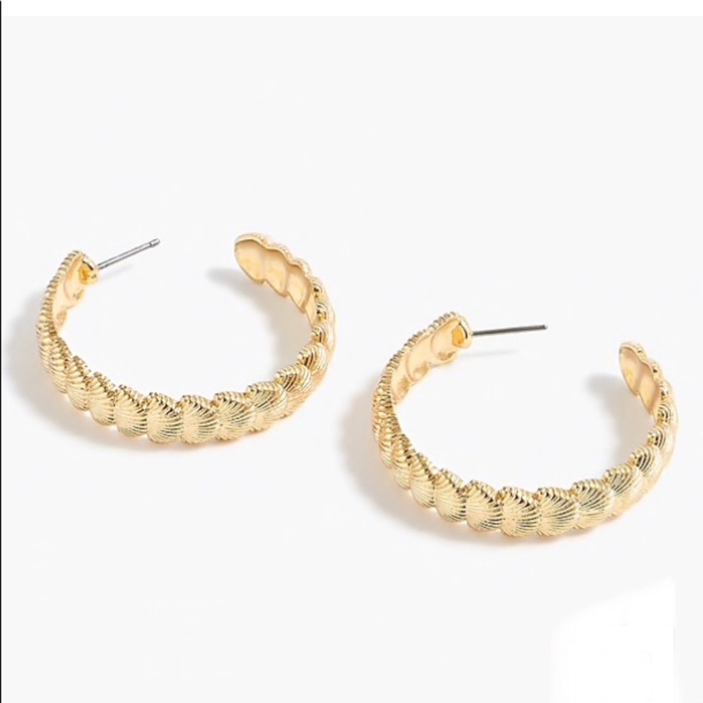 J.CREW Gold Seashell Hoop Earrings